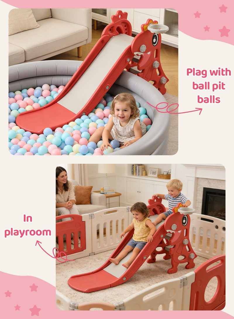 MaBaby Children's Freestanding Slide Indoor Household Small Kids Slide for Toddlers Folding Indoor Freestanding Slide Easy Assemble Children Climber Playset Toy Climber Freestanding Toddler Slide Basketball - Image 3